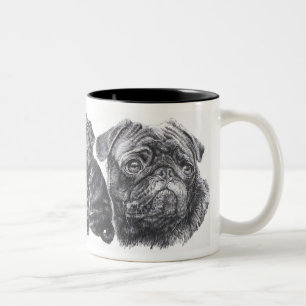 Black Pug Tweekleurige Koffiemok