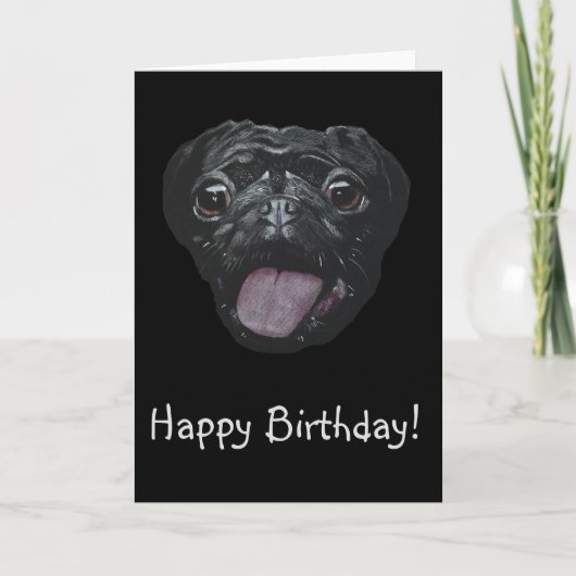 Black Pug Verjaardag Kaart (Voorkant)