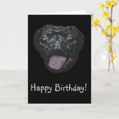 Black Pug Verjaardag Kaart (Gele Bloem)