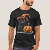 Black Pug with Witch Hat and Pumpkin Halloween Pug T-shirt (Voorkant)
