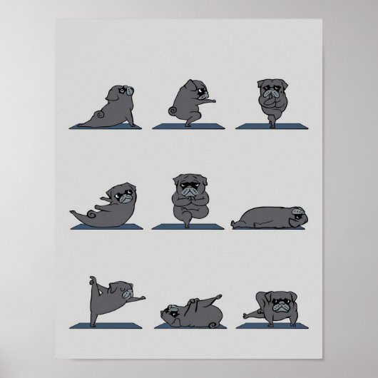 Black Pug Yoga | Funny Pug Lover Poster (Voorkant)