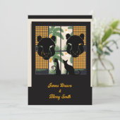 Black Puma Mask Domestic Cat Love Weddenschap Kaart (Staand voorkant)