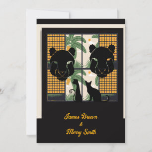 Black Puma Mask Domestic Cat Love Weddenschap Kaart