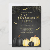 Black Pumpkin Adult Halloween Party Uitnodiging (Voorkant)