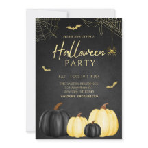 Black Pumpkin Adult Halloween Party Uitnodiging