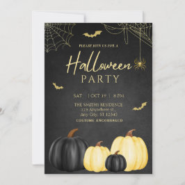 Black Pumpkin Adult Halloween Party Uitnodiging