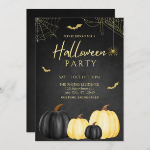 Black Pumpkin Adult Halloween Party Uitnodiging