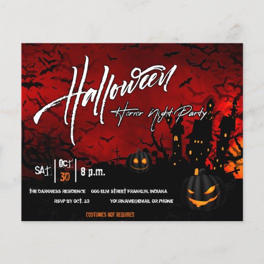 Black Pumpkin Halloween Party Invite Flyer (Voorkant)