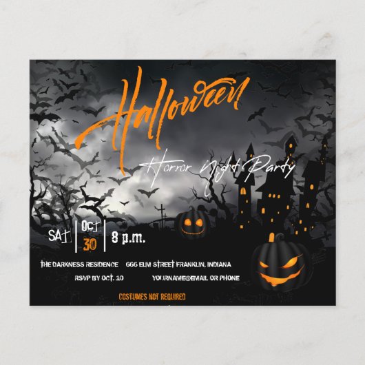 Black Pumpkin Halloween Party Invite Flyer (Voorkant)