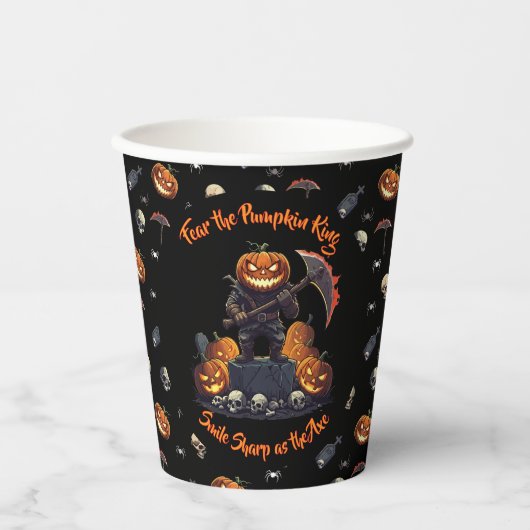 🖤 Black Pumpkin King Halloween Cup 🎃 Papieren Bekers (Voorkant)