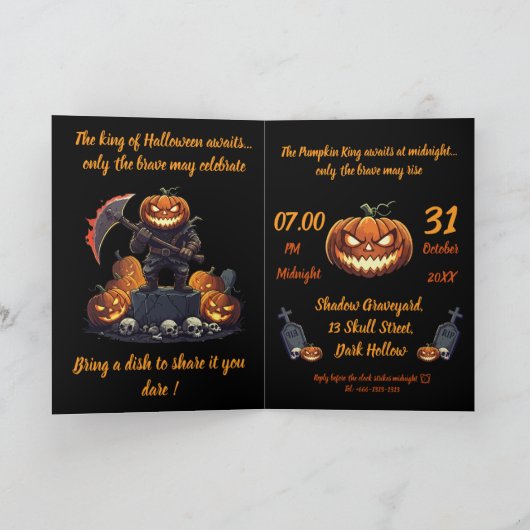 🖤 Black Pumpkin King Halloween Uitnodigen 🎃 (Binnen)