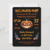 🖤 Black Pumpkin King Halloween Uitnodigen 🎃 Kaart (Voorkant)