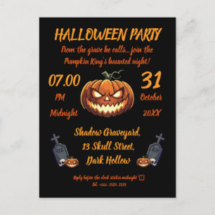 🖤 Black Pumpkin King Halloween Uitnodigen 🎃 Uitnodiging Briefkaart