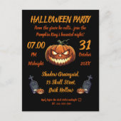 🖤 Black Pumpkin King Halloween Uitnodigen 🎃 Uitnodiging Briefkaart (Voorkant)