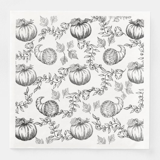 Black Pumpkin Toile Paper Dining Napkin Servet (Voorkant)