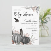 Black Pumpkins and Birds Baby shower Kaart (Staand voorkant)