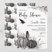 Black Pumpkins and Birds Baby shower Kaart (Voorkant / Achterkant)