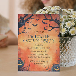 Black Pumpkins Oranje Halloween Kostuumfeest Kaart