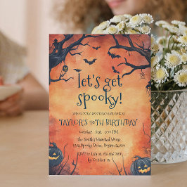 Black Pumpkins Oranje Halloween Verjaardagsfeest Kaart