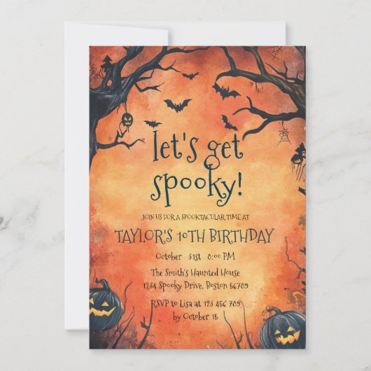 Black Pumpkins Oranje Halloween Verjaardagsfeest Kaart (Voorkant)