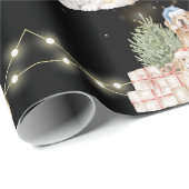 Black Puppy Magic: Kerstmis & Twinkling Lights Cadeaupapier (Rol Hoek)