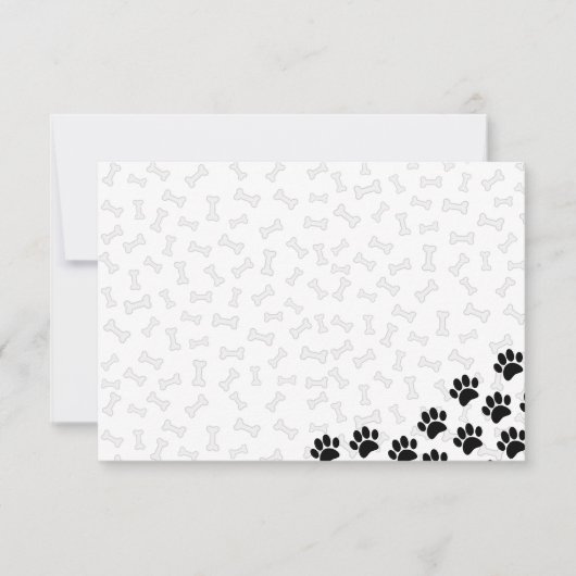 Black Puppy Paw Prints and Bones Custom Notitiekaartje (Voorkant)