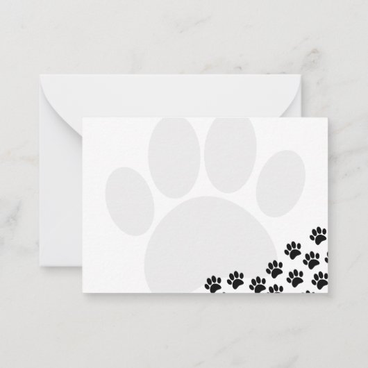 Black Puppy Paw Prints Canine Notitiekaartje (Achterkant)