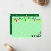 Black Puppy Paw Prints Custom Christmas Notitiekaartje (Voorkant / Achterkant in situ)