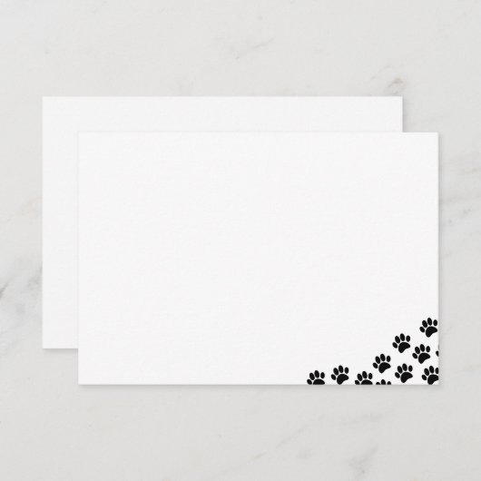Black Puppy Paw Prints  Notitiekaartje (Voorkant / Achterkant)