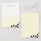 Black Puppy Paw Prints Personalized Stationery Notitiekaartje (Voorkant / Achterkant)