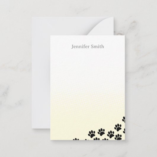 Black Puppy Paw Prints Personalized Stationery Notitiekaartje (Voorkant)