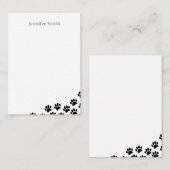 Black Puppy Paw Prints Personalized Stationery Notitiekaartje (Voorkant / Achterkant)