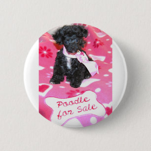 Black Puppy Poodle voor verkoop Ronde Button 5,7 Cm