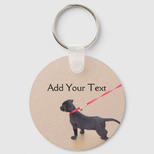 Black Puppy Prints op de strand Sleutelhanger