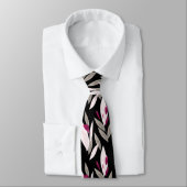 Black purple abstract red retro flower pattern stropdas (Gebonden)