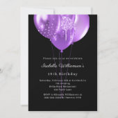 Black purple balloons birthday  kaart (Voorkant)