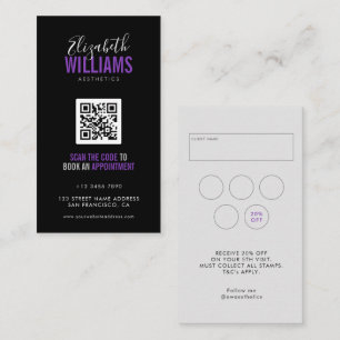 Black Purple Beauty Salon QR Code Loyalty & Visitekaartje