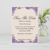 Black & Purple Jacaranda Flowers Save the Date  Kaart (Staand voorkant)