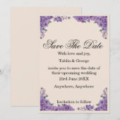 Black & Purple Jacaranda Flowers Save the Date  Kaart (Voorkant / Achterkant)