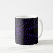 Black purple spider web Halloween pattern Koffiemok (Voorkant rechts)
