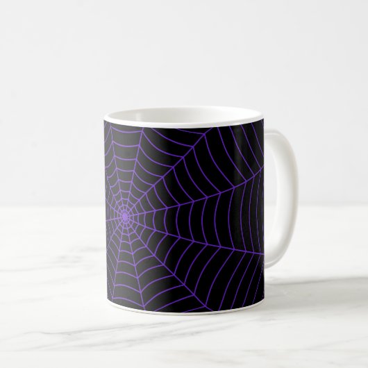 Black purple spider web Halloween pattern Koffiemok (Voorkant rechts)