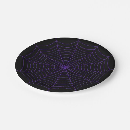 Black purple spider web Halloween pattern Papieren Bordje (Gekanteld)