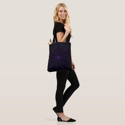 Black purple spider web Halloween pattern Tote Bag (Op model)