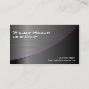 Black Purple Steel Curved, Business Card Visitekaartje