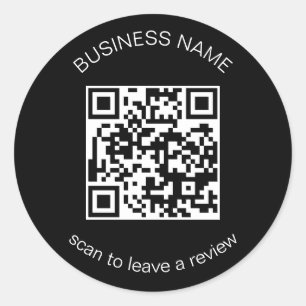 Black QR Code Business Review 5 Star Review Classi Ronde Sticker