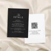 Black QR Code Classy Wedding Details Notitiekaartje