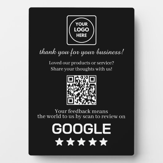 Black QR Code | Google Business Review Display Fotoplaat (voorkant)