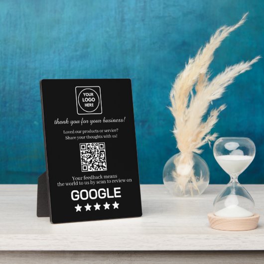 Black QR Code | Google Business Review Display Fotoplaat (Zijkant)