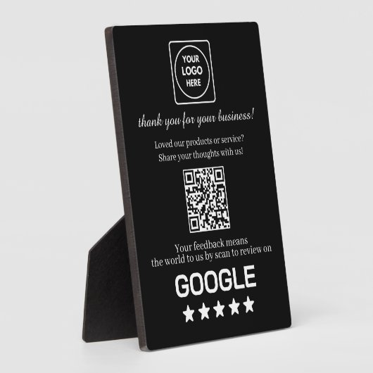 Black QR Code | Google Business Review Display Fotoplaat (Zijkant)