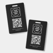 Black QR Code | Modern Business Logo Design Badge (Voor- en achterkant)